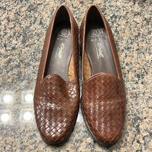 Romano Italian Brown Leather Slip On Loafers Flats Size 9.5 EUC #3117